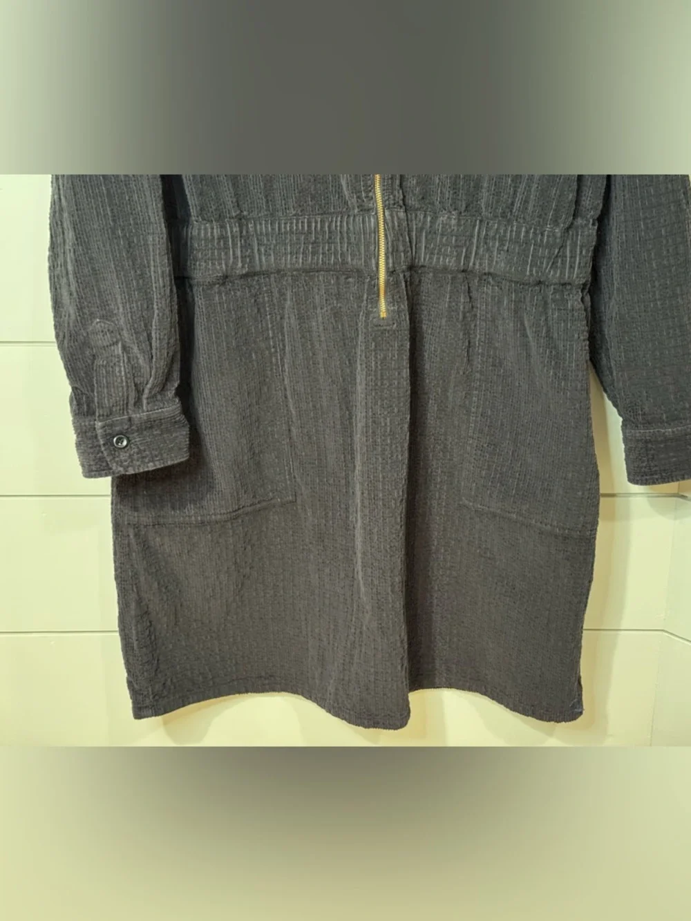 J Crew Zip-front cinched dress in corduroy black size 16 - Picture 5 of 7